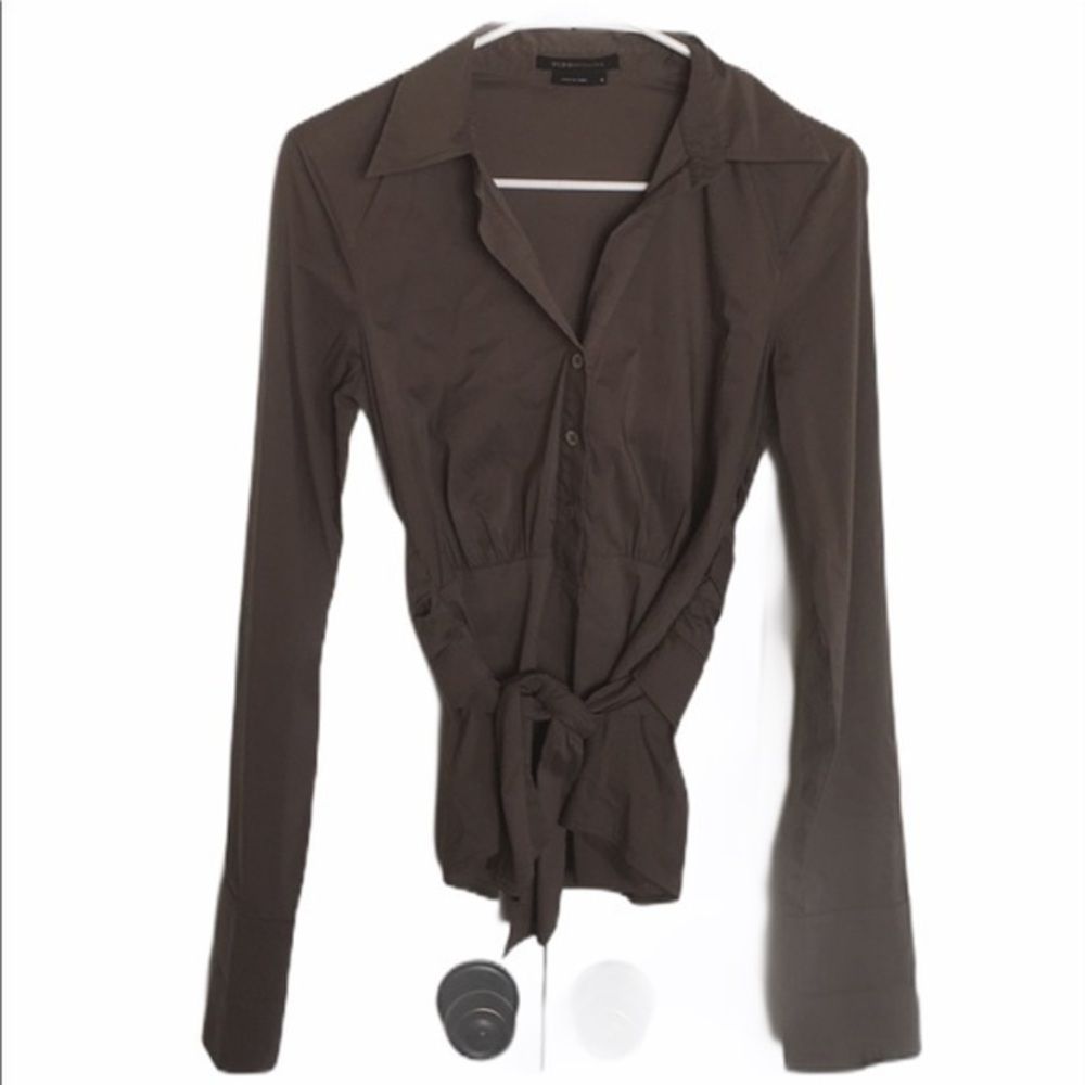 Bcbgmaxazria vintage long sleeve front tie top